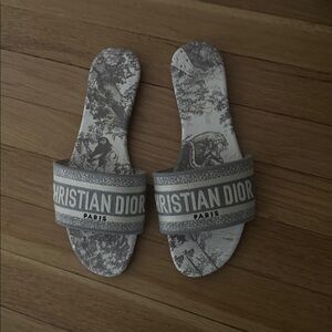 Dior Gray and Cream Women's Slides